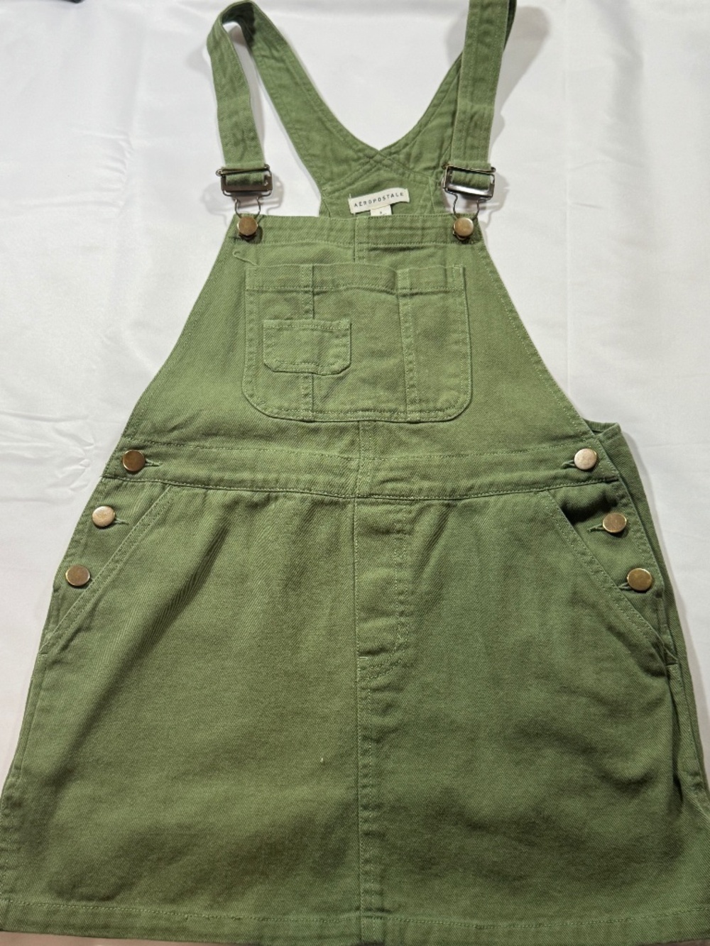 Aeropostale Solid Twill Skirt Green Overall Mini Dress Women’s Small NWT